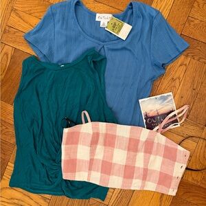 Forever 21 Pink and White Gingham Crop Top